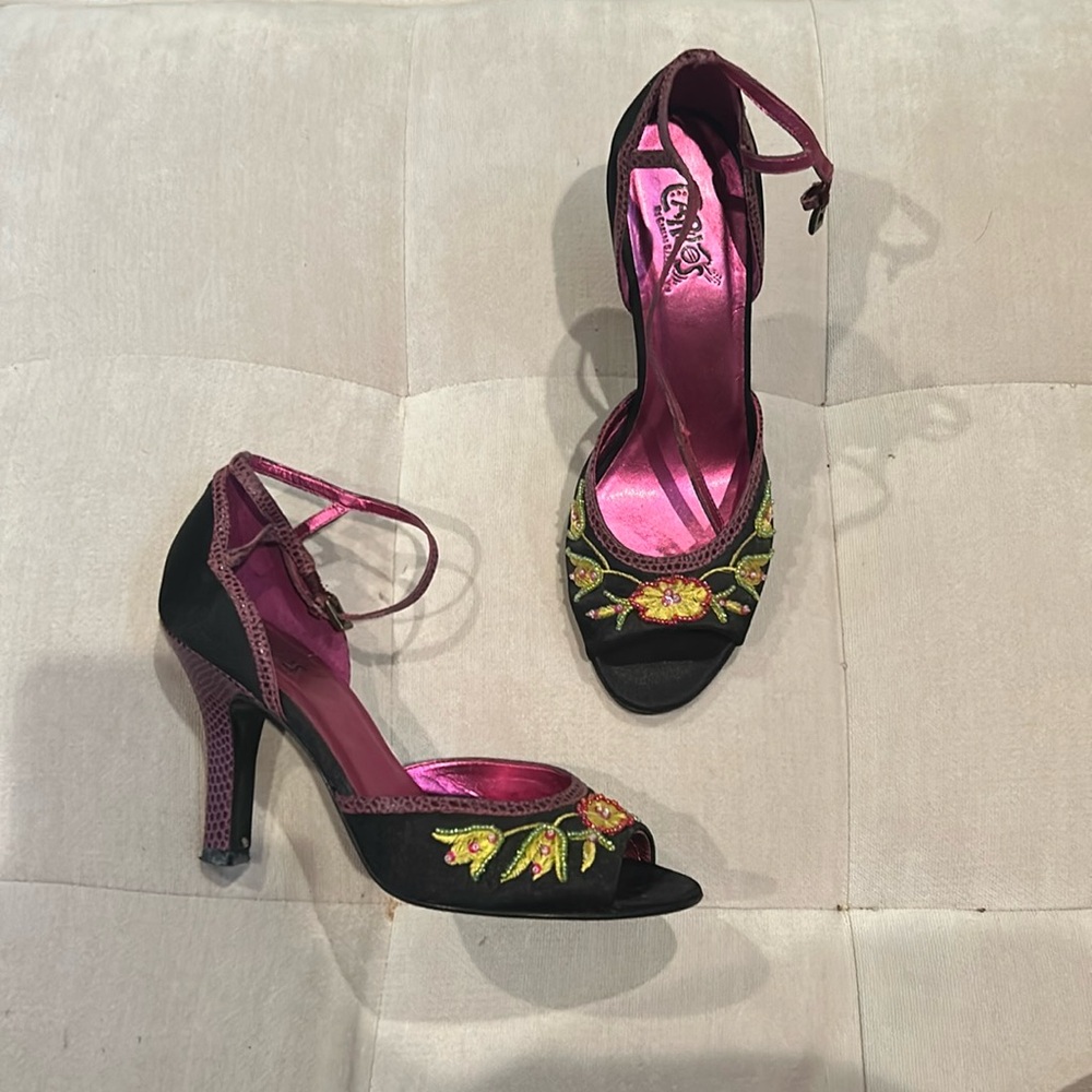 colorful beaded alligator heels